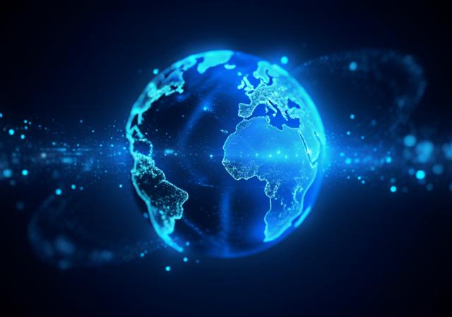 Futuristic weather satellite visualization and AI data streams